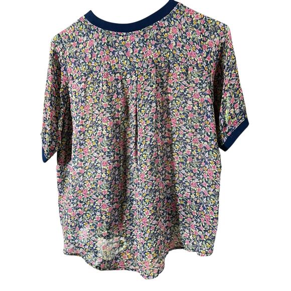 Anthro One Fine Day Posey silk semi sheer delicate floral pleated top sz XS - Picture 2 of 6
